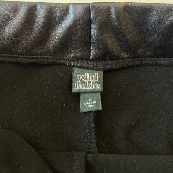 Wild Fable S Black Faux Leather High Rise Flare Slit Pants Goth Biker Costume - Picture 4 of 14